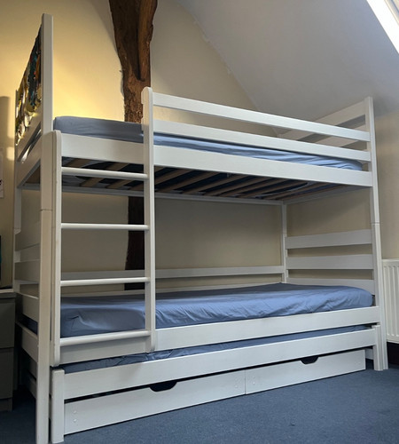 White wooden bunk bed - white,