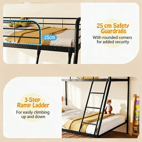 Metal bunk bed with - bunk, and