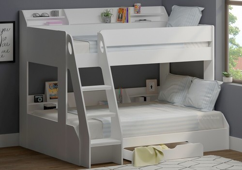 White small double bunk beds - double,