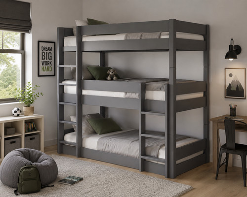 Anthracite triple bunk - bunk, bed