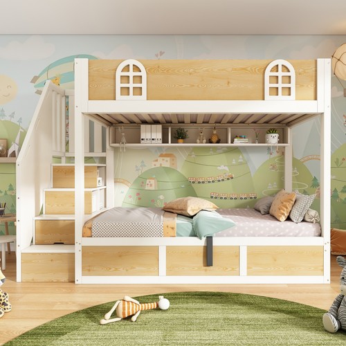 Double bunk beds - double, single