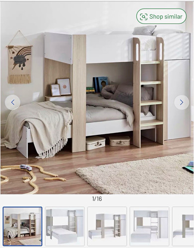 White light wood single bunk - light,