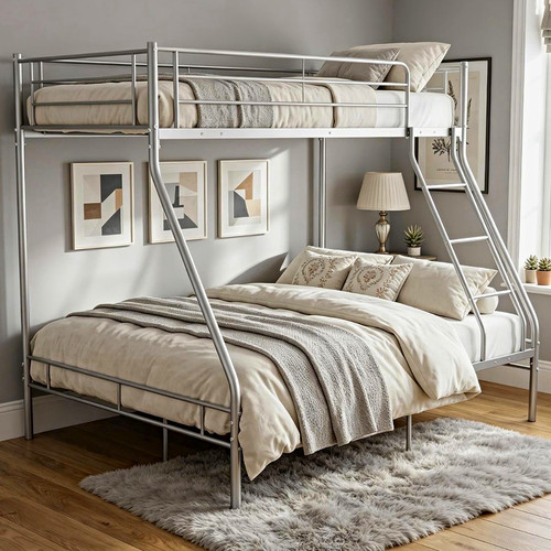 Silver metal triple bunk bed - silver,