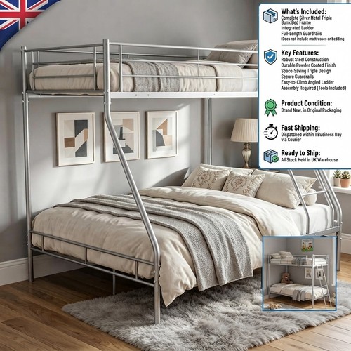 Sturdy metal triple - triple, bed