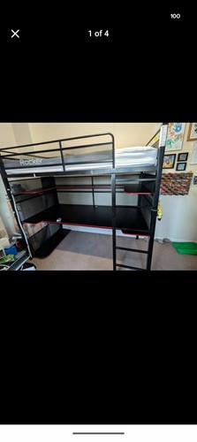 Rocker black metal bunk bed - black,