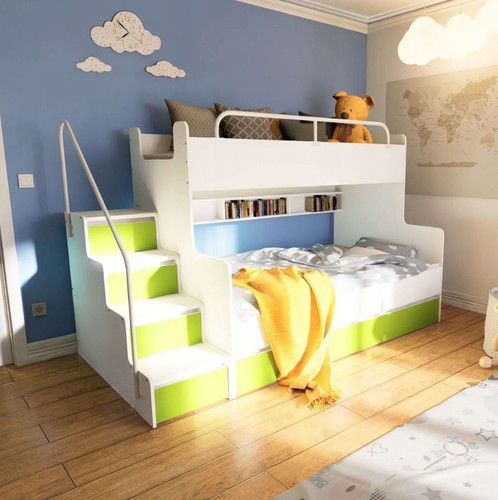 Triple bunk bed with - bunk,