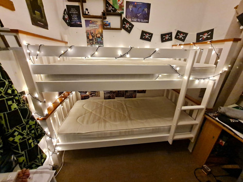White wooden single bunk - wooden,