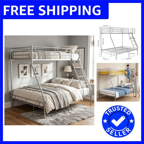 Silver metal triple bunk bed - metal,