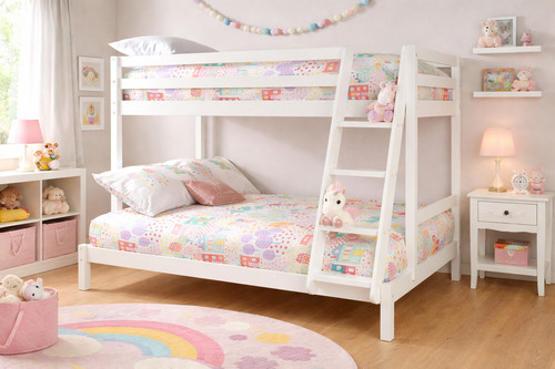 Triple wooden bunk - wooden, grey