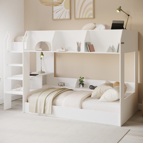White bunk bed - white, storage