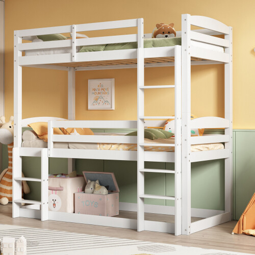 Triple bunk beds - solid, pine