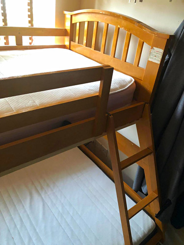 Wooden bunk bed - wooden, brown